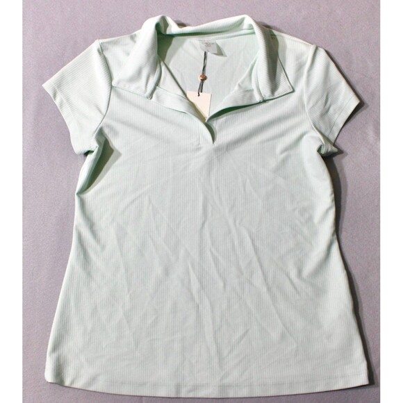 NWT Calia Ribbed Johnny Collar Womens Golf Polo | Mint Candy Color | Size  Large - Picture 1 of 7